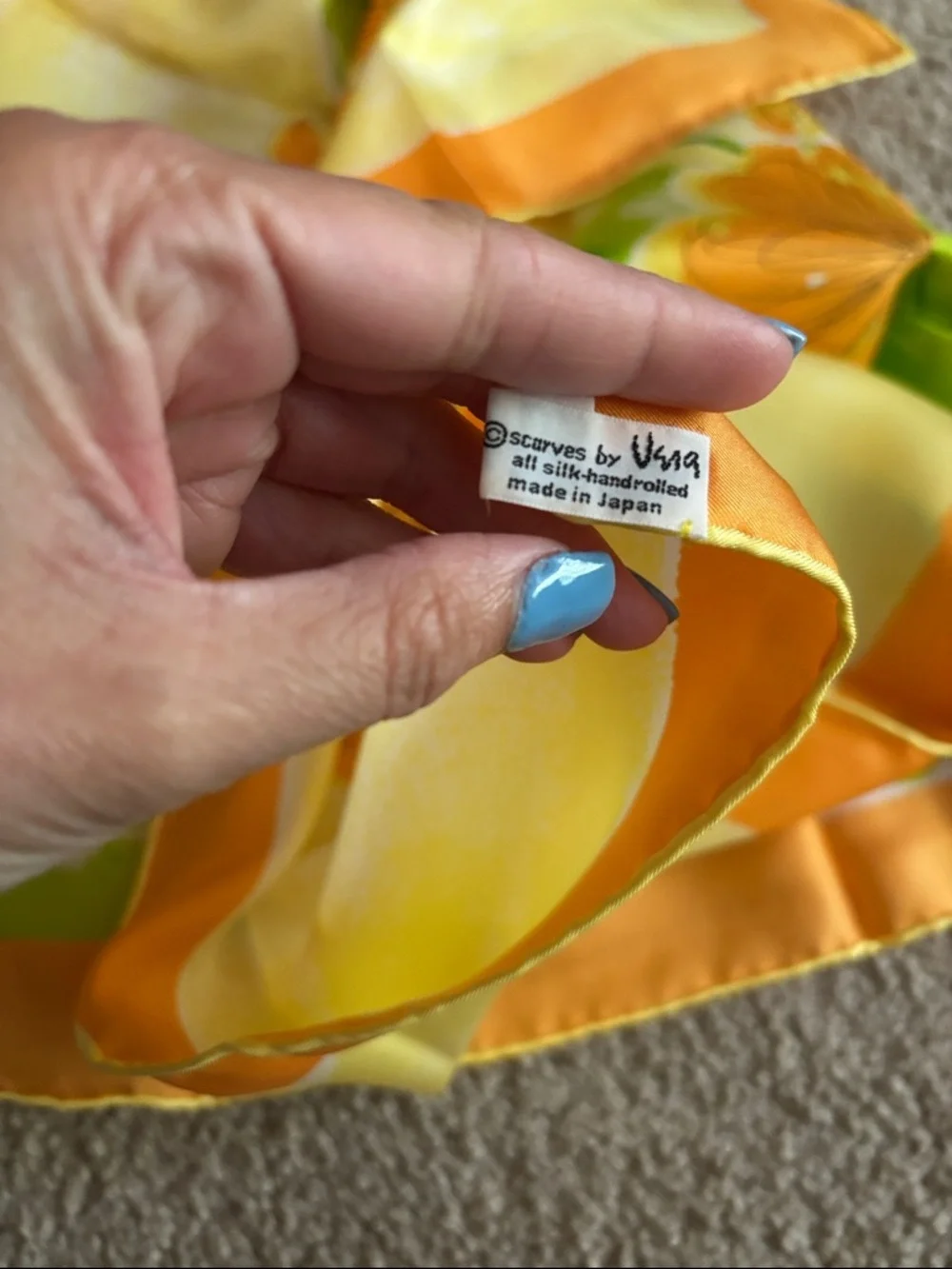 Vera Neumann Orange Border Floral Silk Scarf